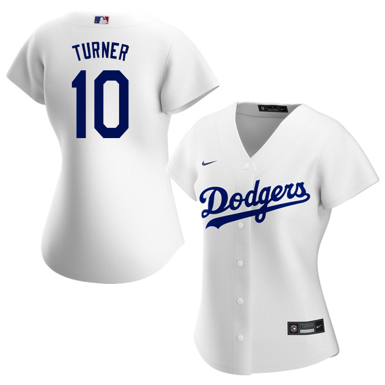 Nike Women #10 Justin Turner Los Angeles Dodgers Baseball Jerseys Sale-White